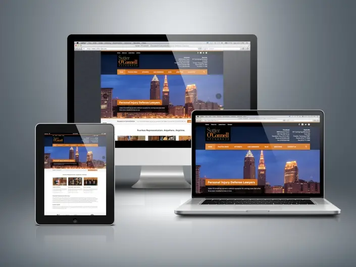 Website design by Matthew McWilliam shown on a desktop monitor, laptop, tablet and phone — design 14 of 17