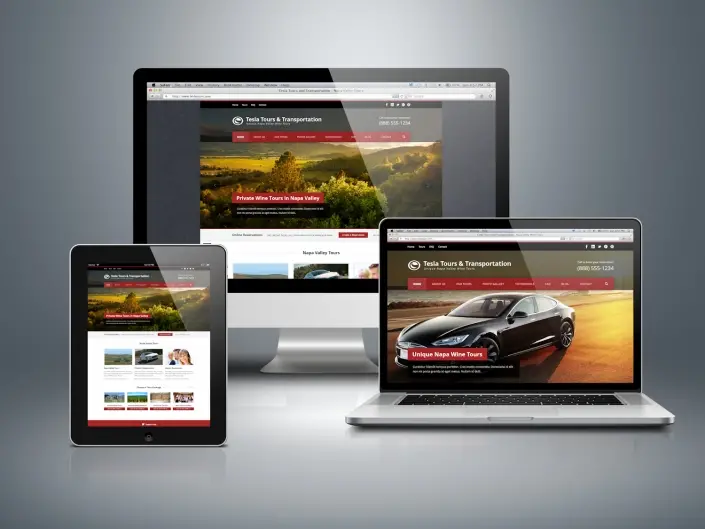 Website design by Matthew McWilliam shown on a desktop monitor, laptop, tablet and phone — design 15 of 17