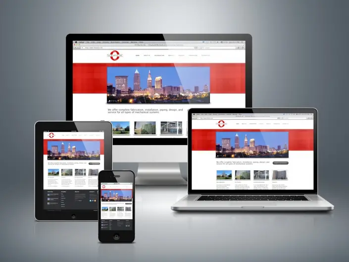 Website design by Matthew McWilliam shown on a desktop monitor, laptop, tablet and phone — design 7 of 17